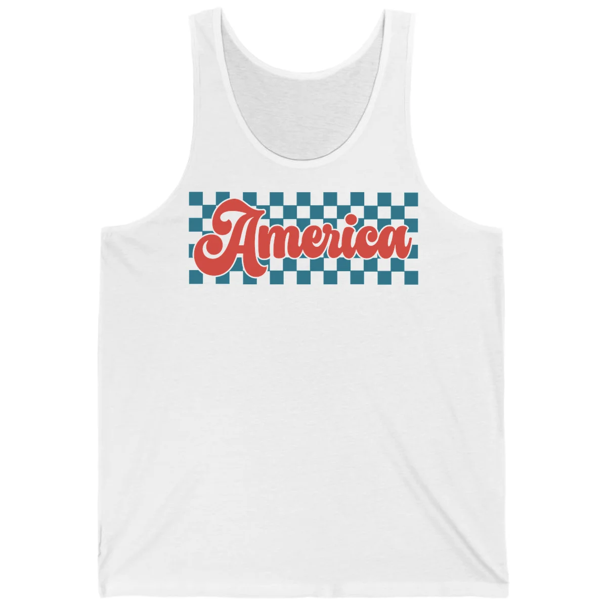 Retro America Checkerboard Tank in White