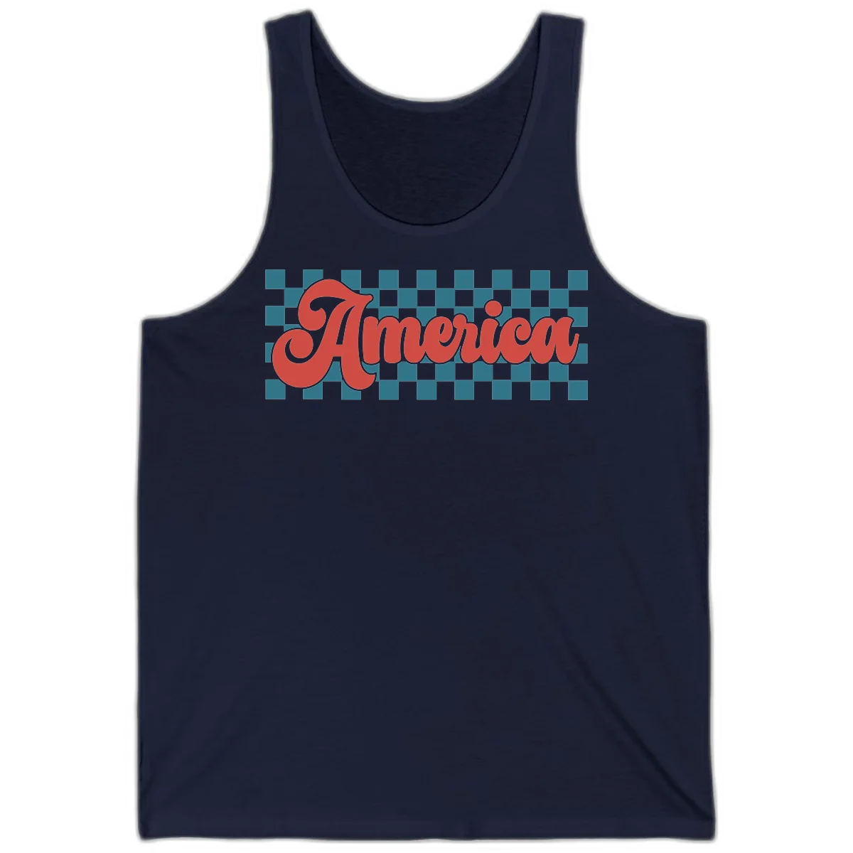 Retro America Checkerboard Tank in Navy