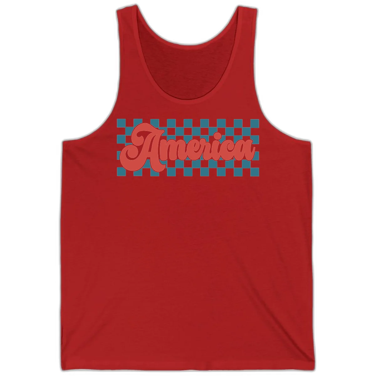 Retro America Checkerboard Tank in Red