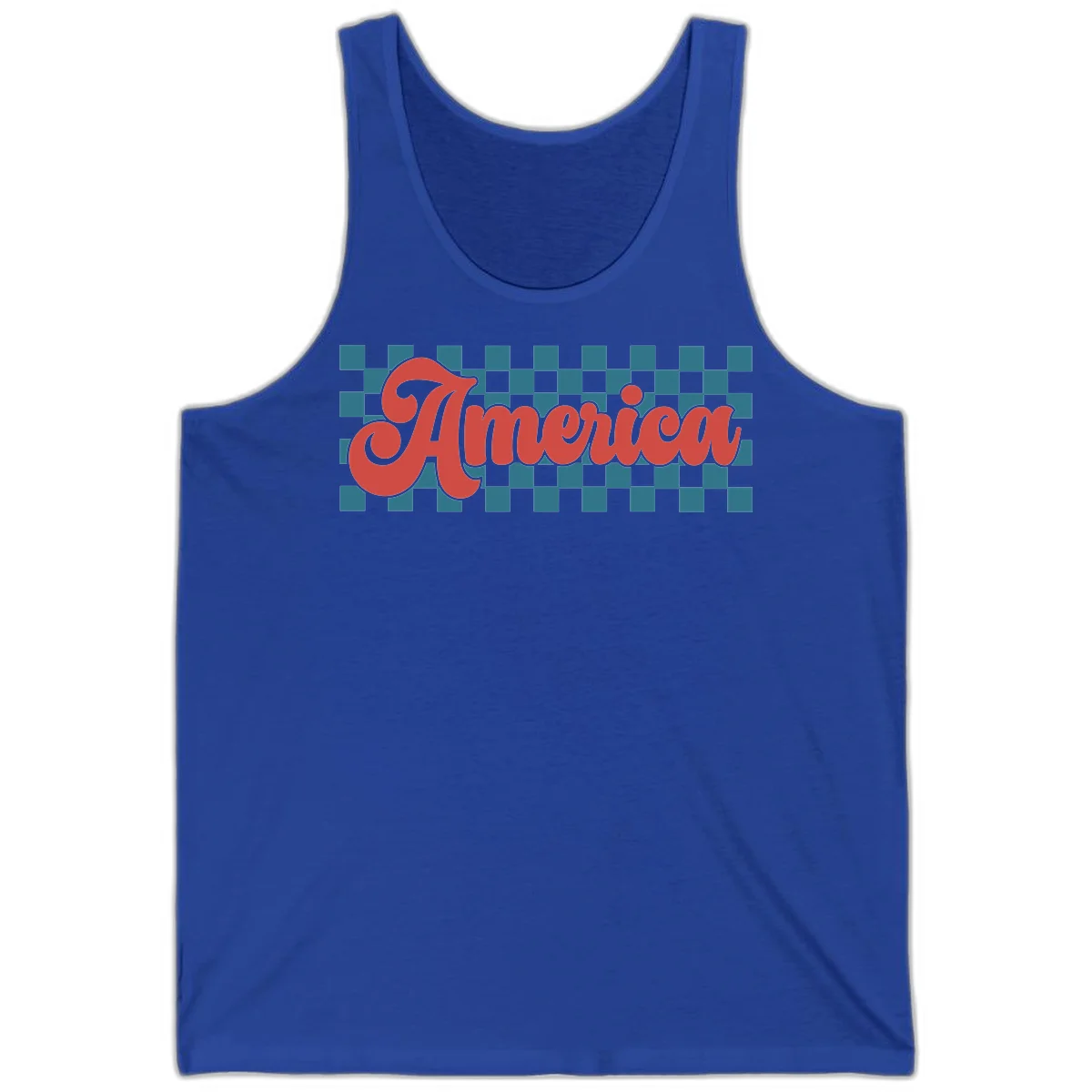 Retro America Checkerboard Tank in True Royal