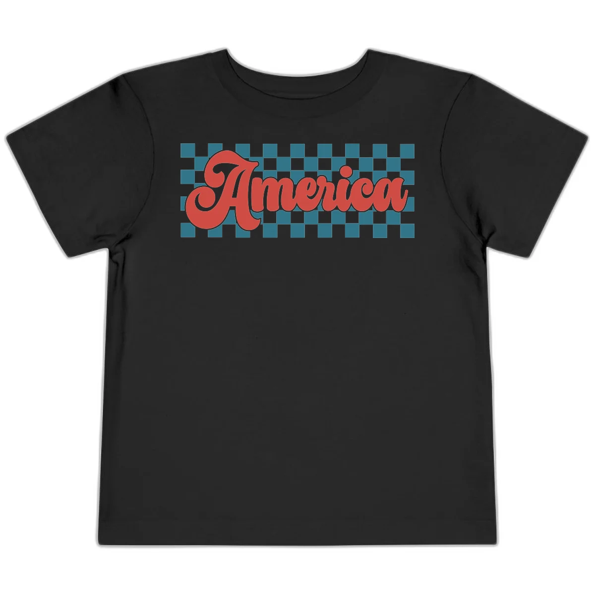 Retro America Checkerboard Toddler T-Shirt in Black