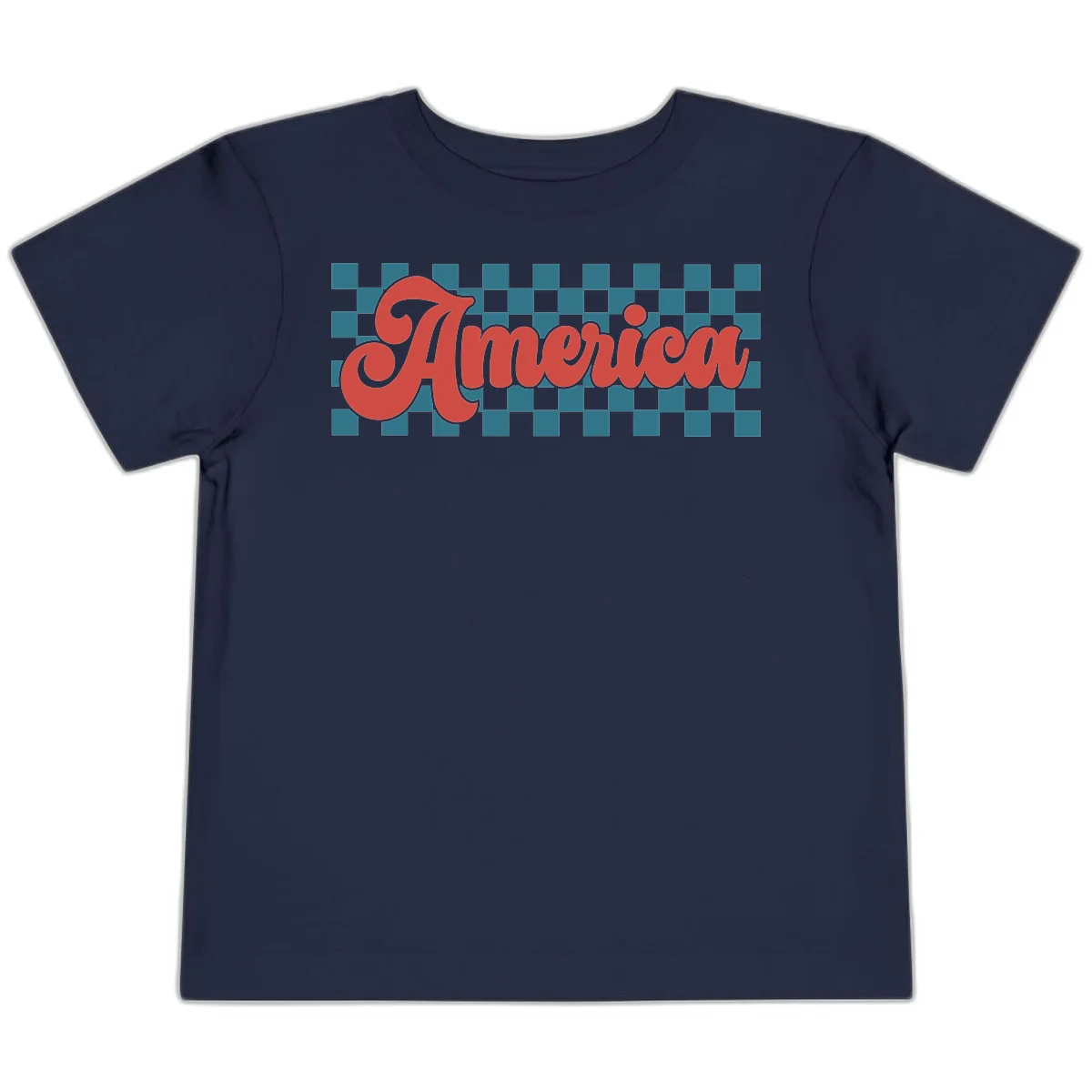 Retro America Checkerboard Toddler T-Shirt in Navy
