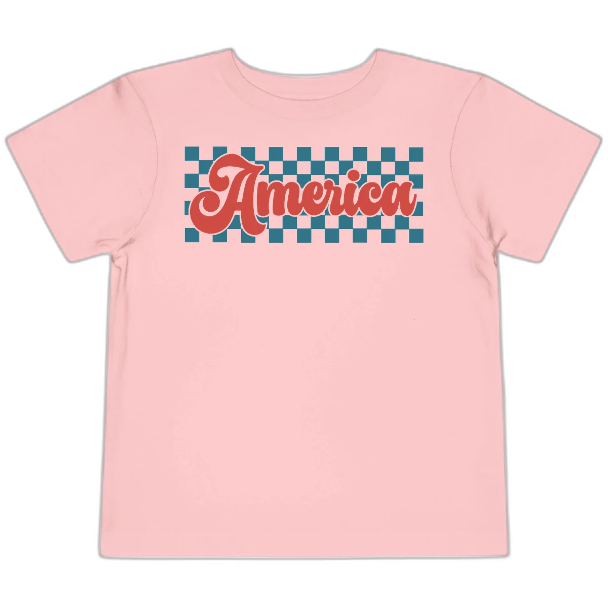 Retro America Checkerboard Toddler T-Shirt in Pink