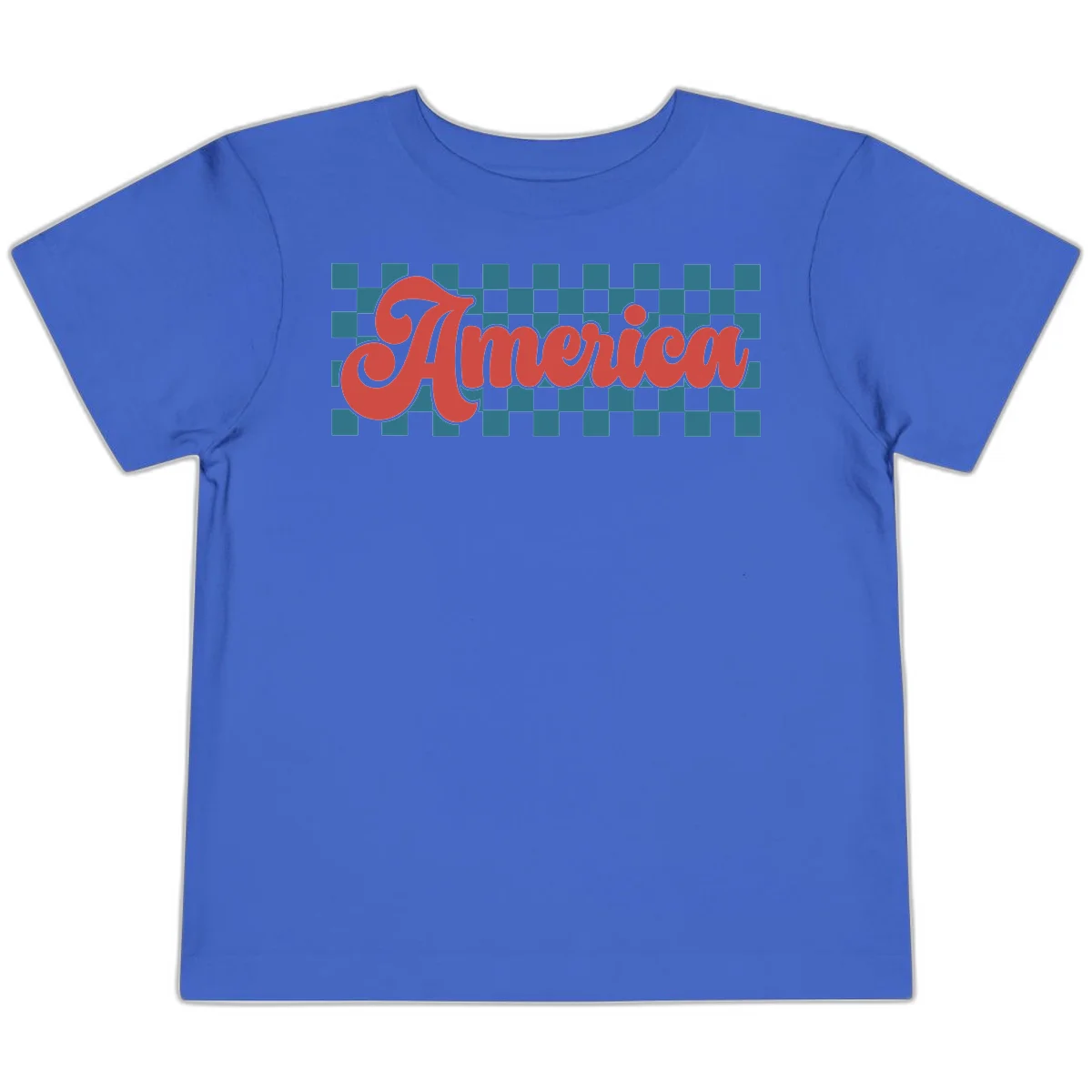 Retro America Checkerboard Toddler T-Shirt in True Royal