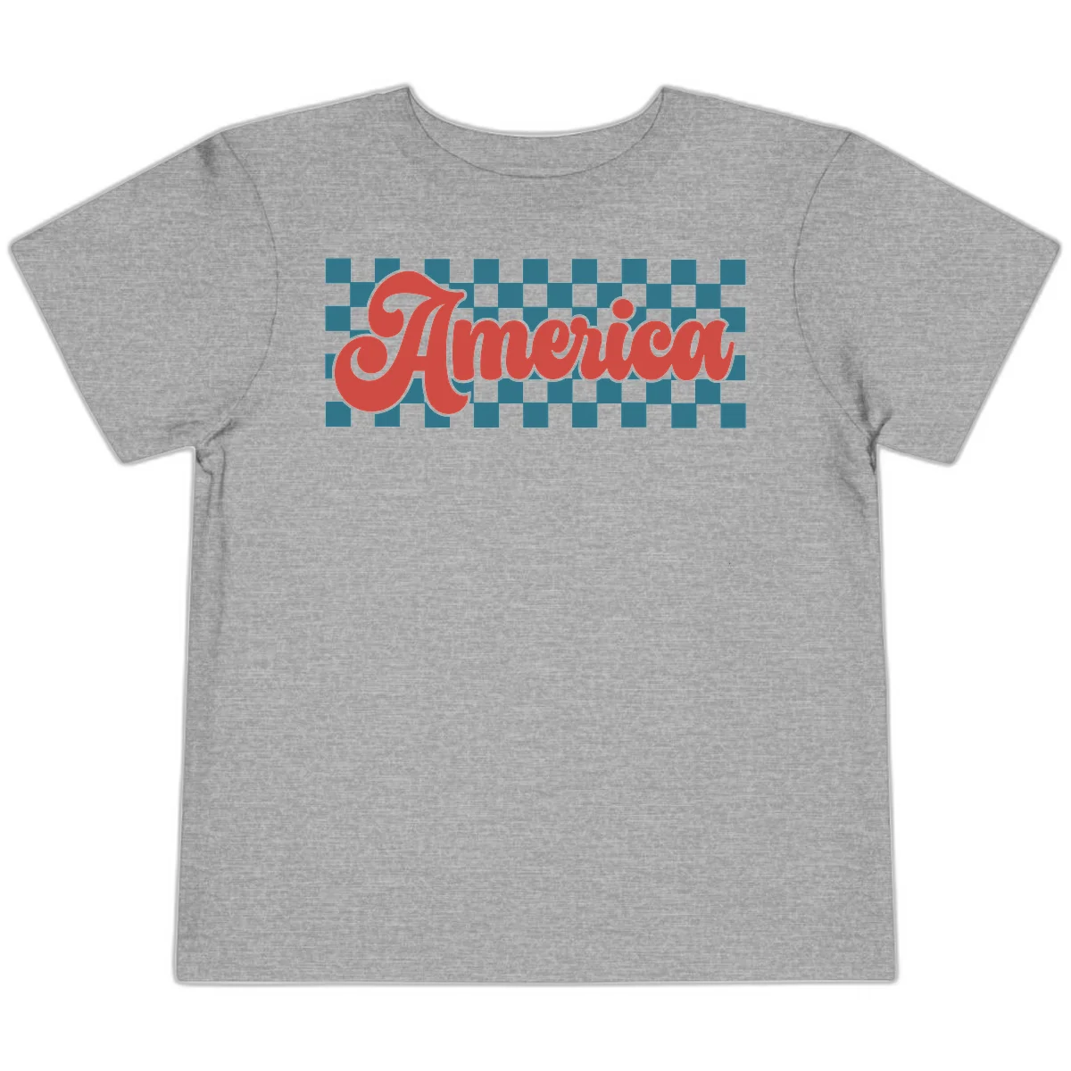 Retro America Checkerboard Toddler T-Shirt in Athletic Heather