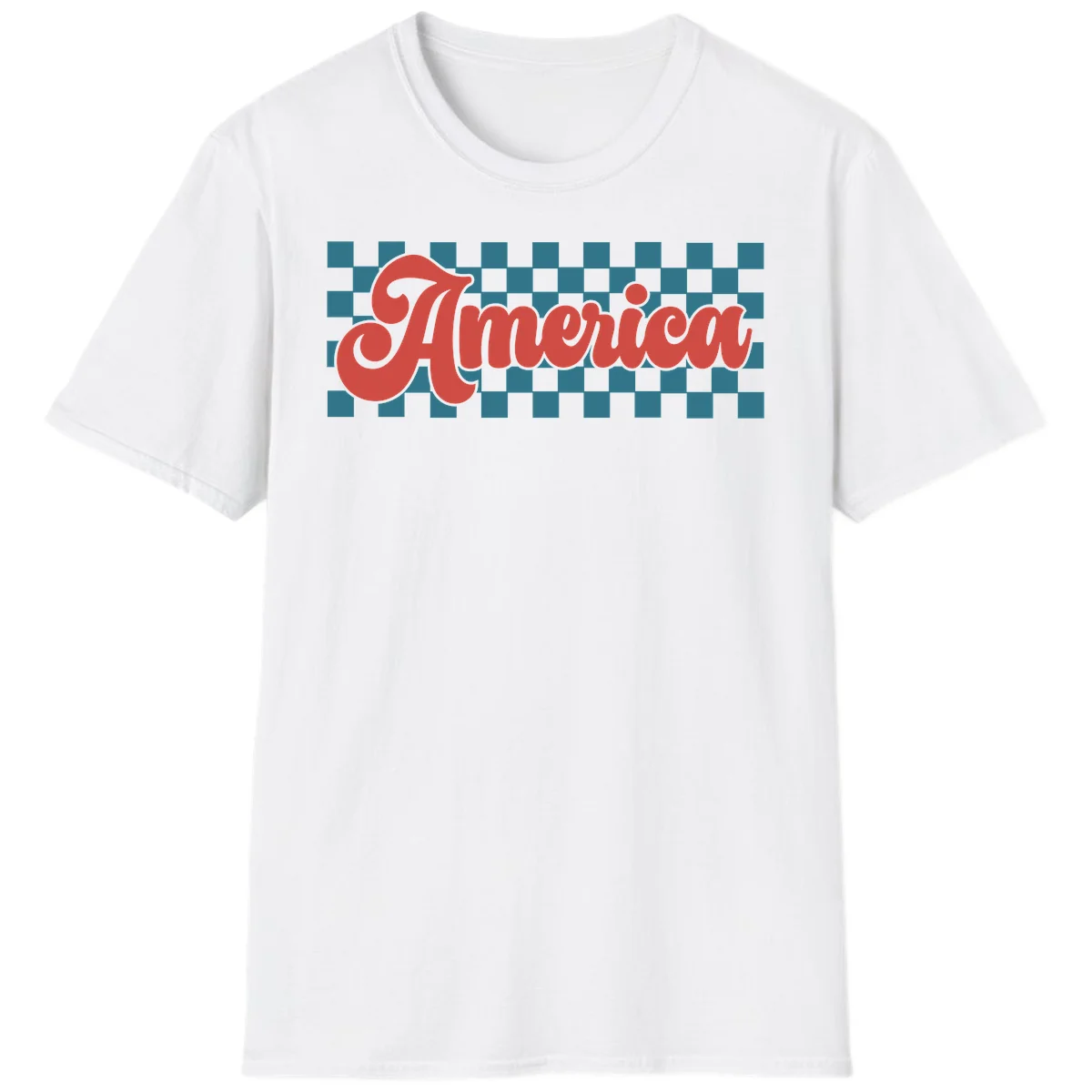Retro America Checkerboard T-Shirt in White