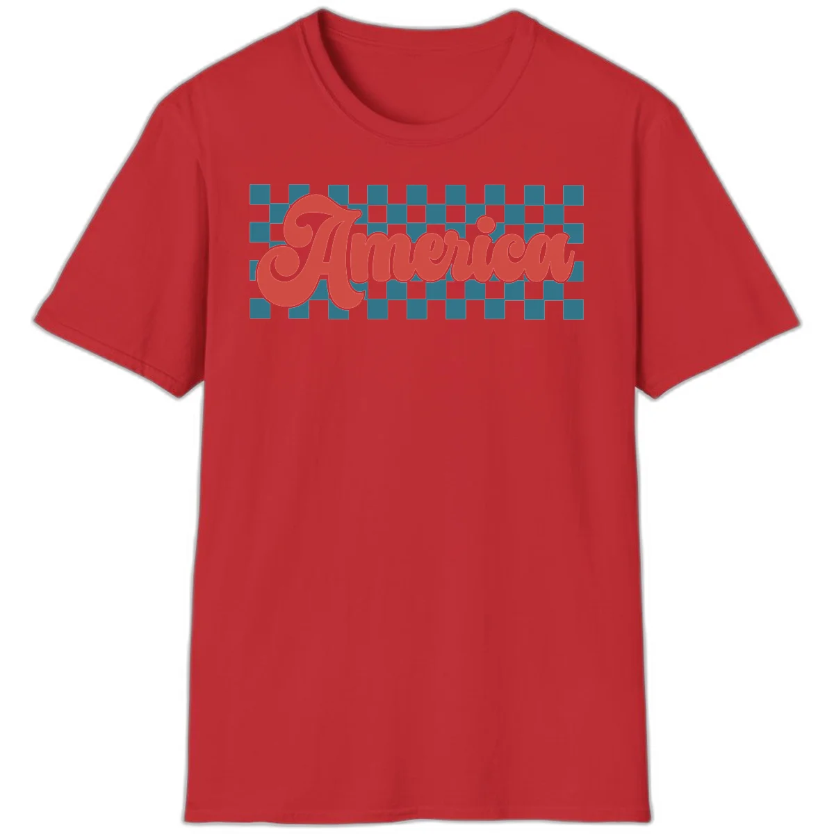 Retro America Checkerboard T-Shirt in Red