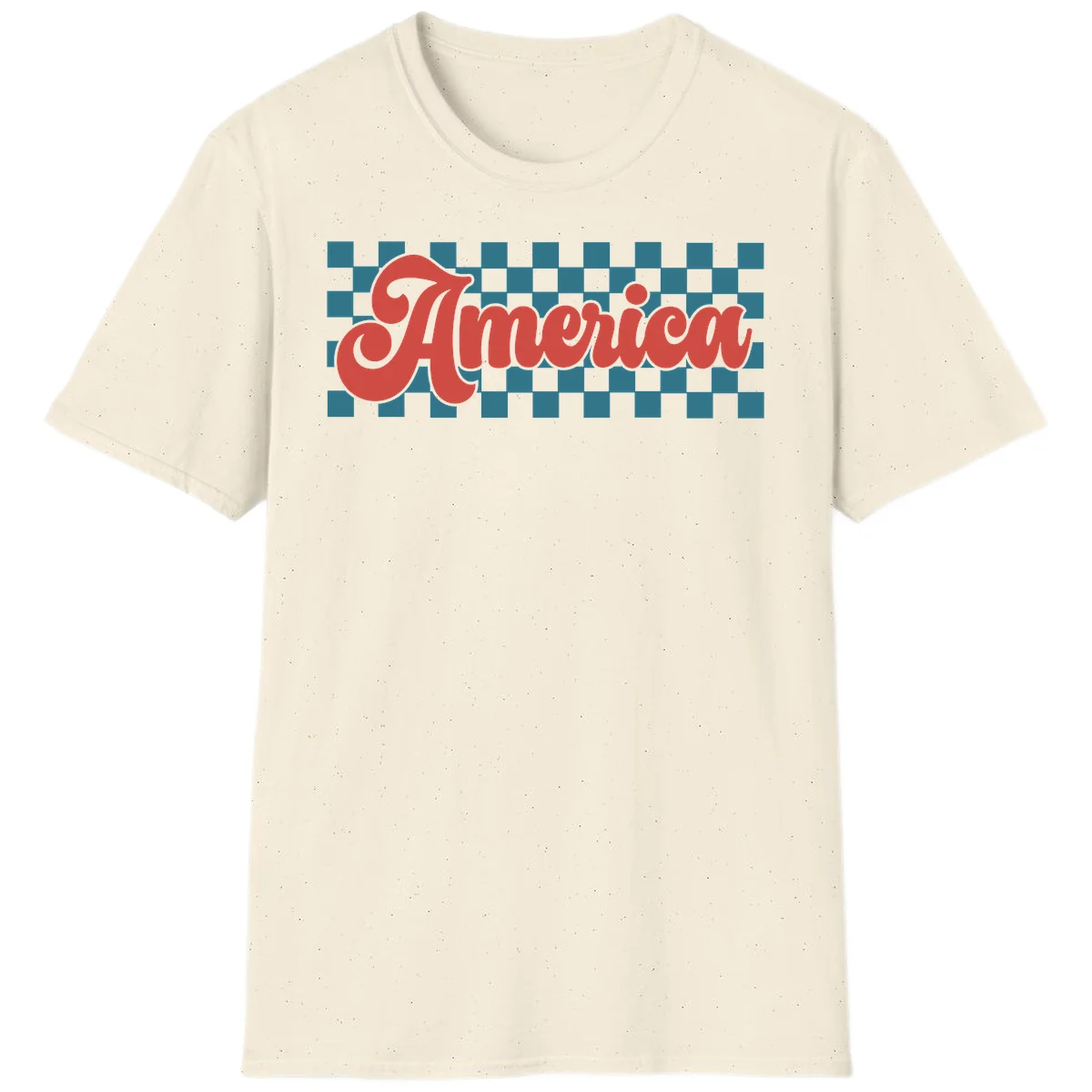 Retro America Checkerboard T-Shirt in Natural