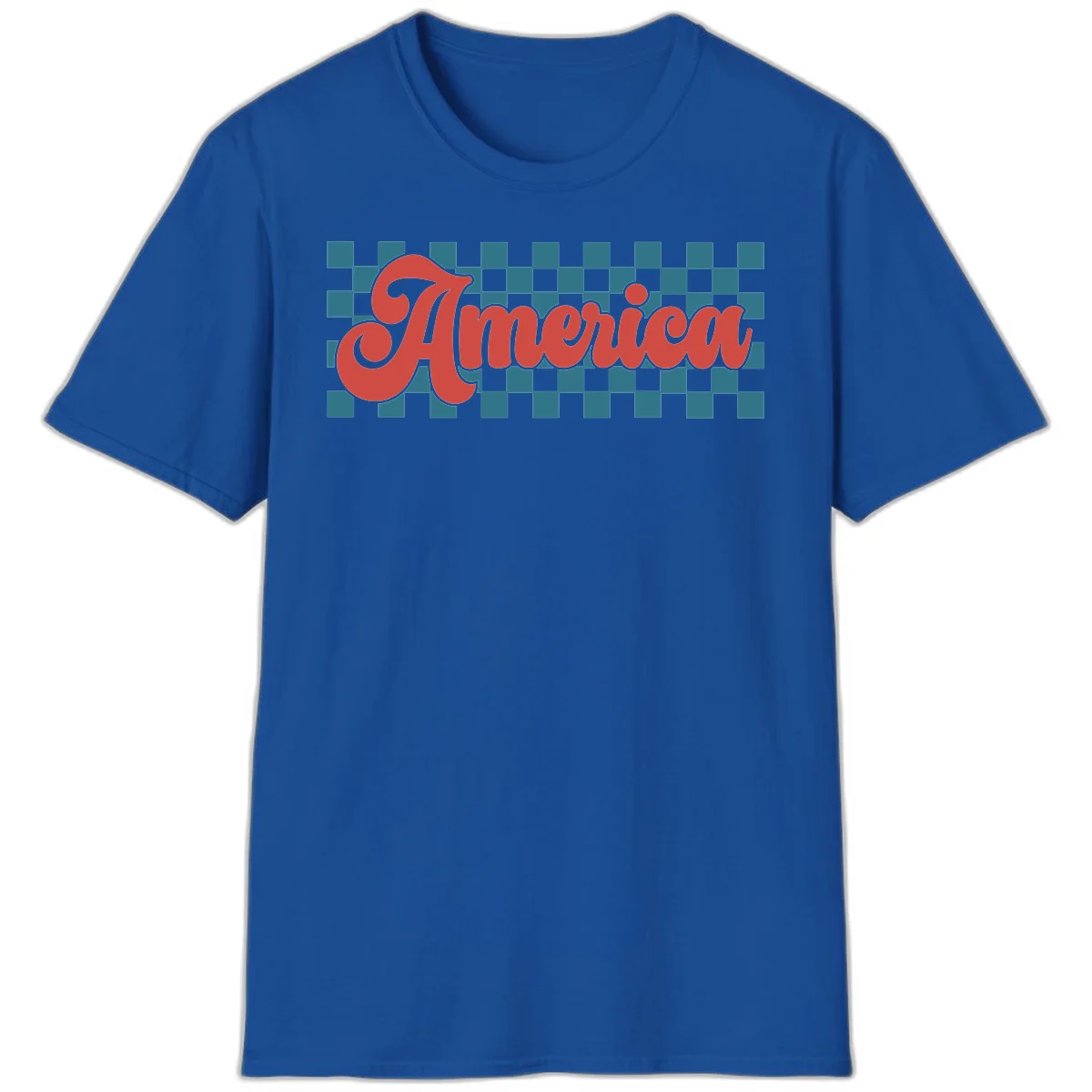 Retro America Checkerboard T-Shirt in Royal