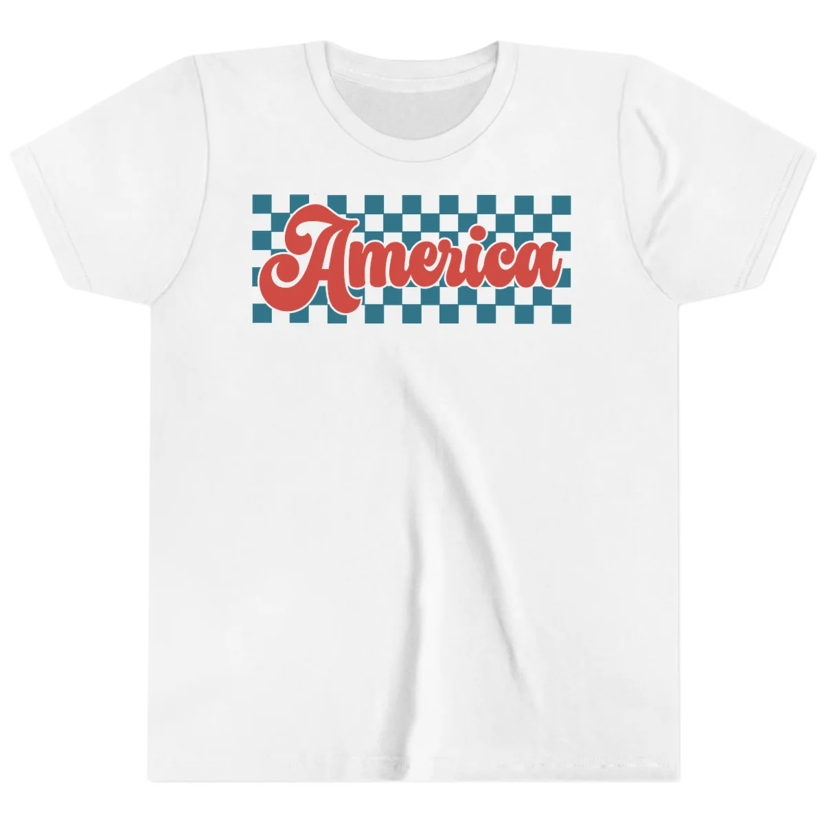 Retro America Checkerboard Youth T-Shirt in White