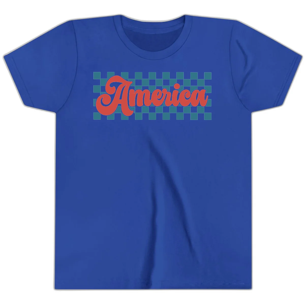Retro America Checkerboard Youth T-Shirt in True Royal