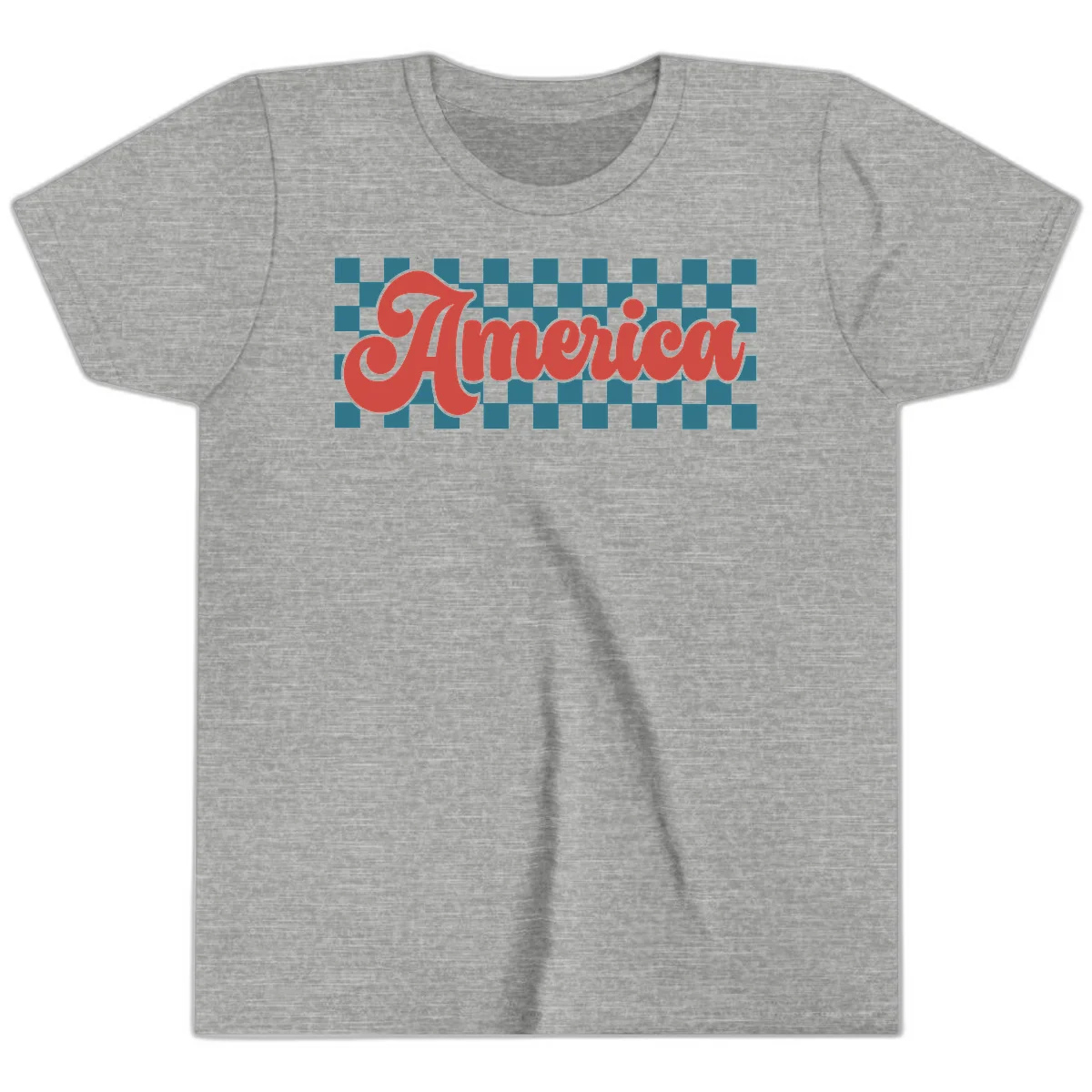 Retro America Checkerboard Youth T-Shirt in Athletic Heather