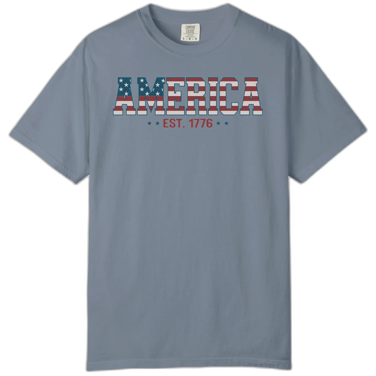 America Established 1776 Comfort Color in Blue Jean
