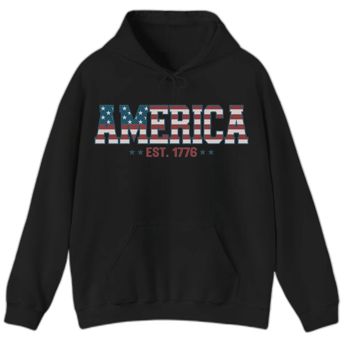 America Established 1776 Hoodie in Black