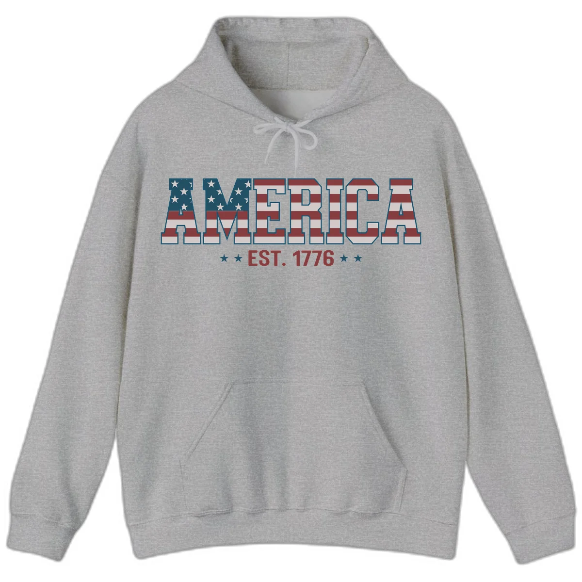 America Established 1776 Hoodie in Sport Grey