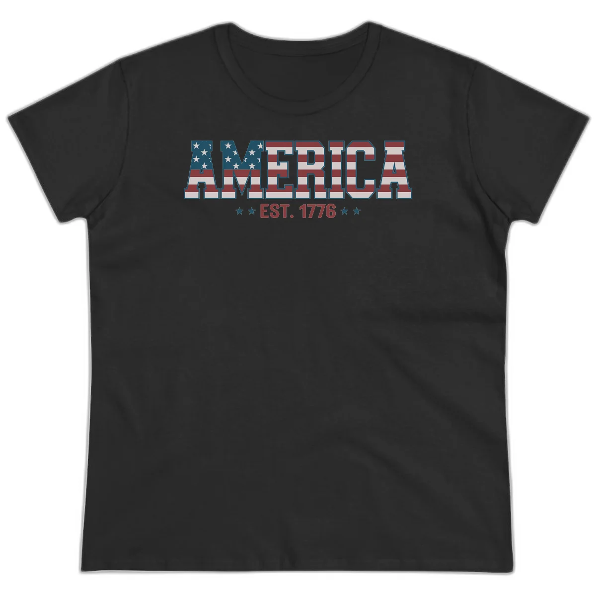 America Established 1776 Ladies Tee in Black