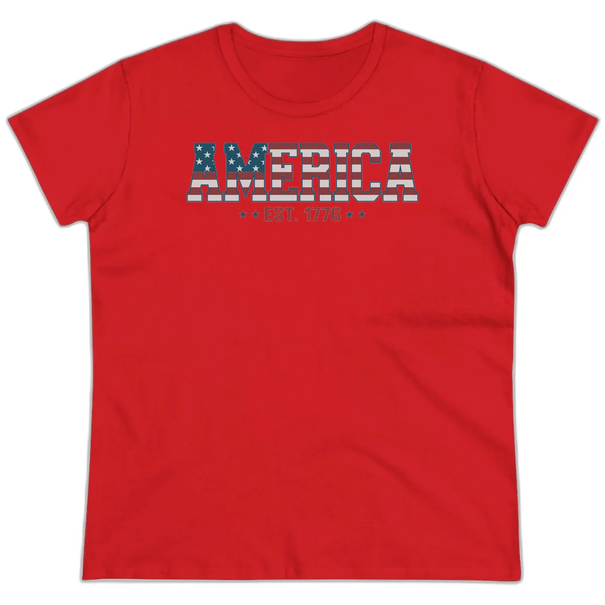 America Established 1776 Ladies Tee in Red