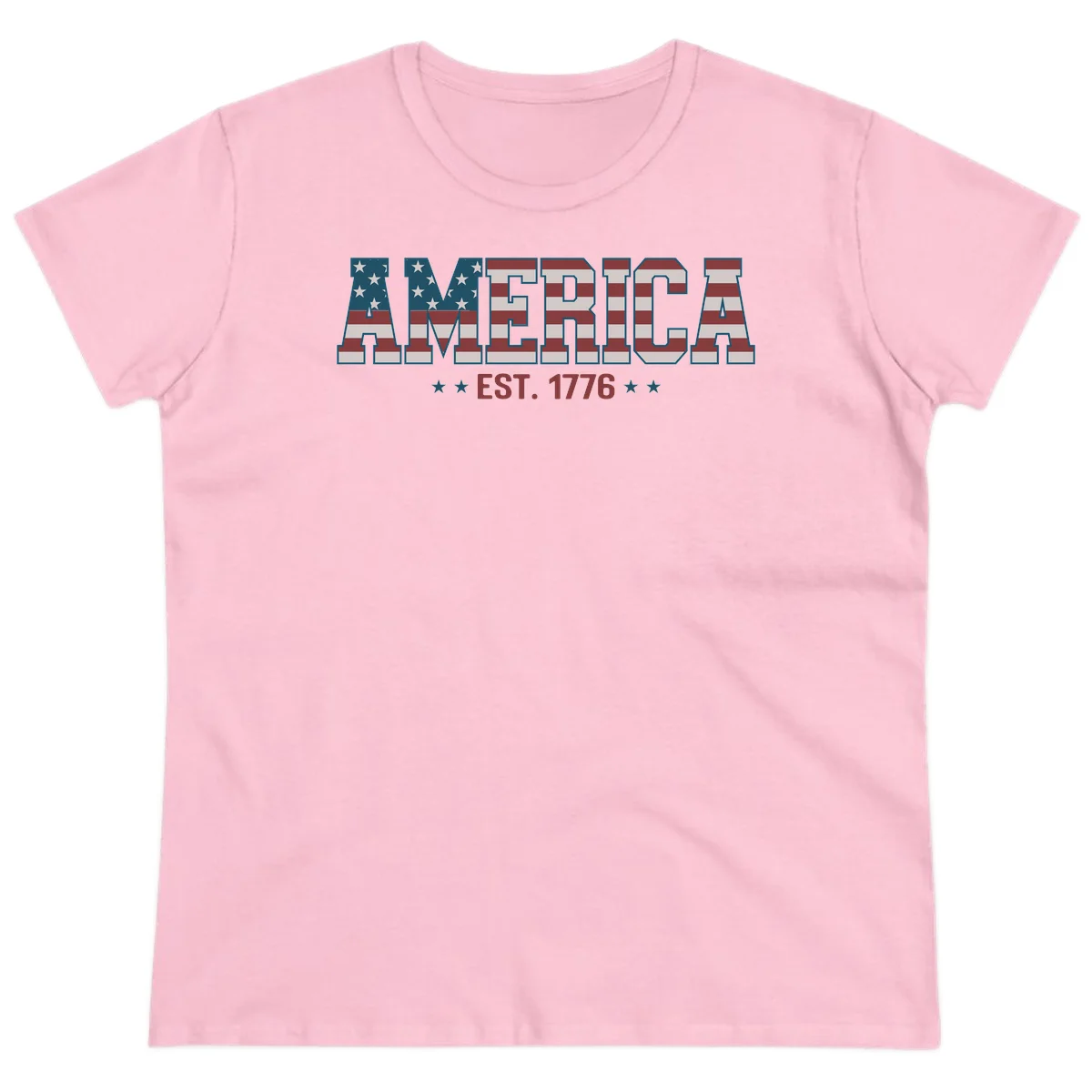 America Established 1776 Ladies Tee in Light Pink