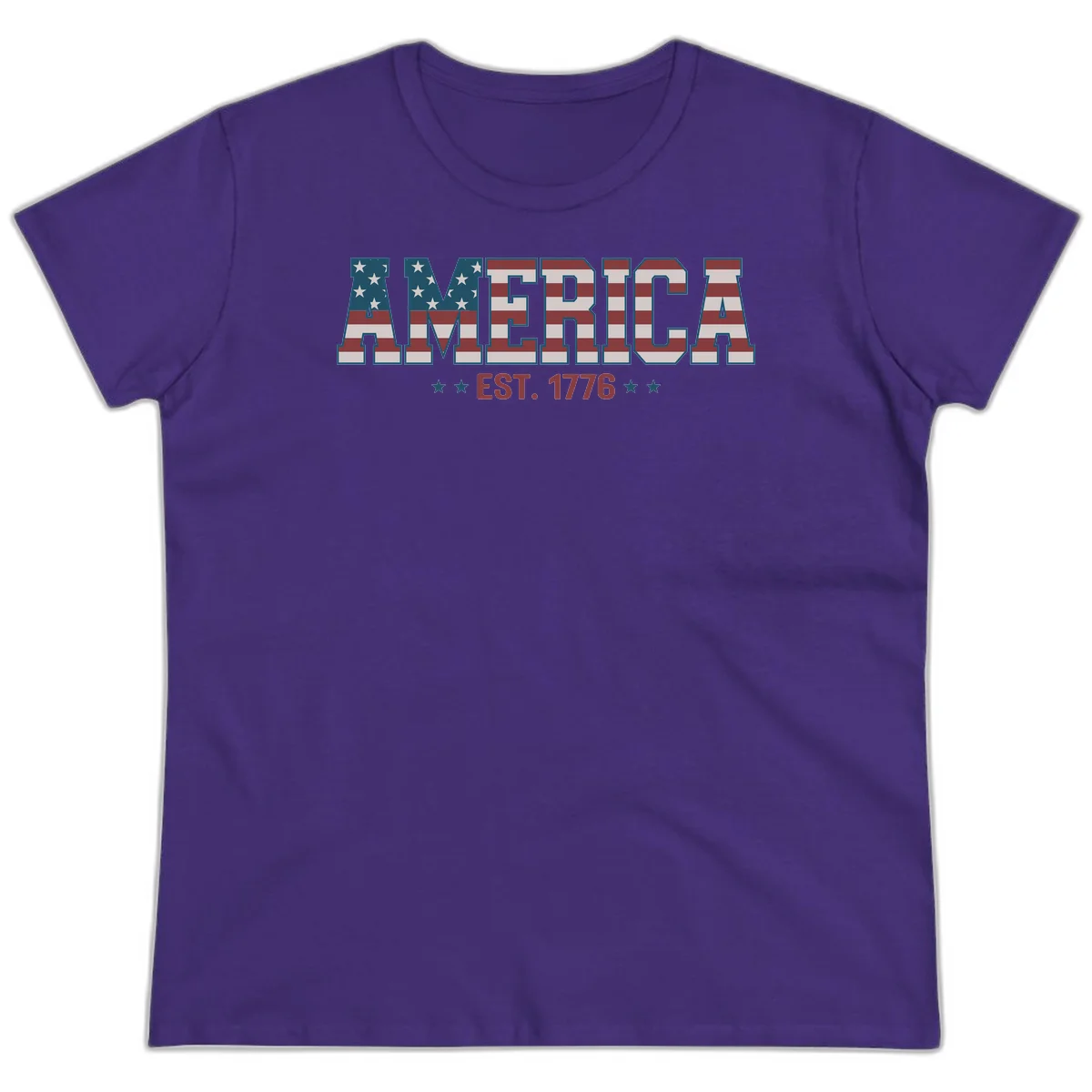 America Established 1776 Ladies Tee in Purple