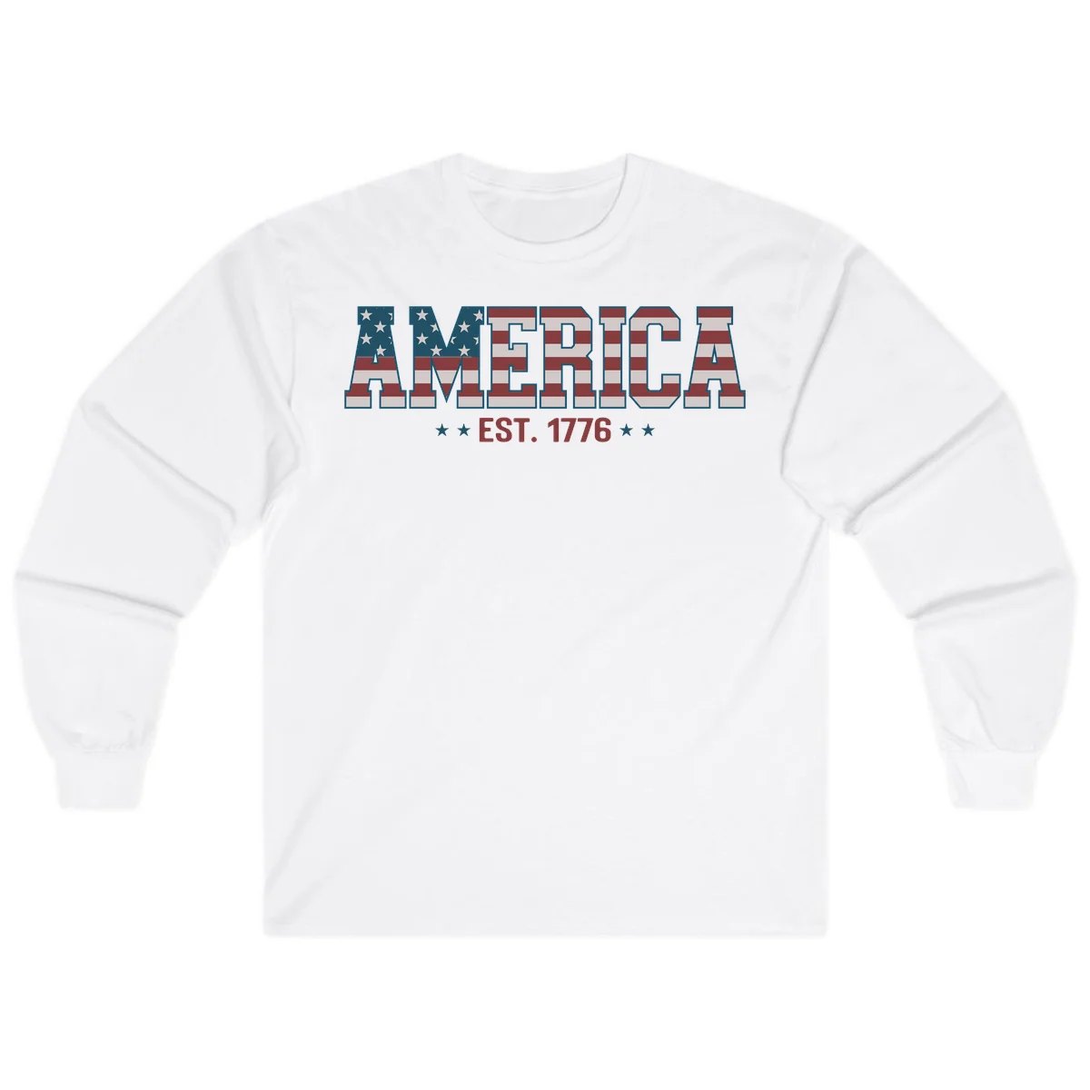 America Established 1776 Long Sleeve in White