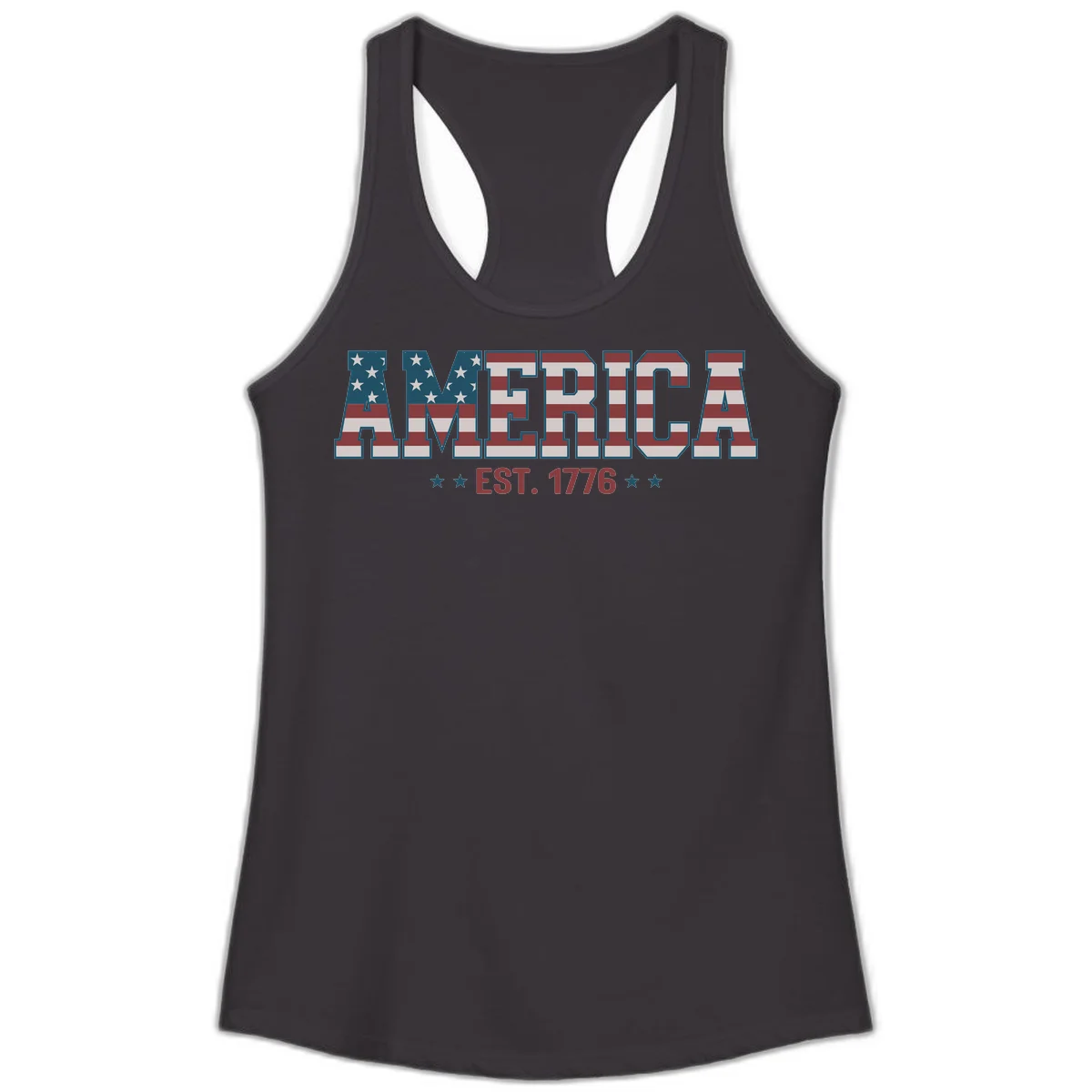 America Established 1776 Ladies Tank in Black