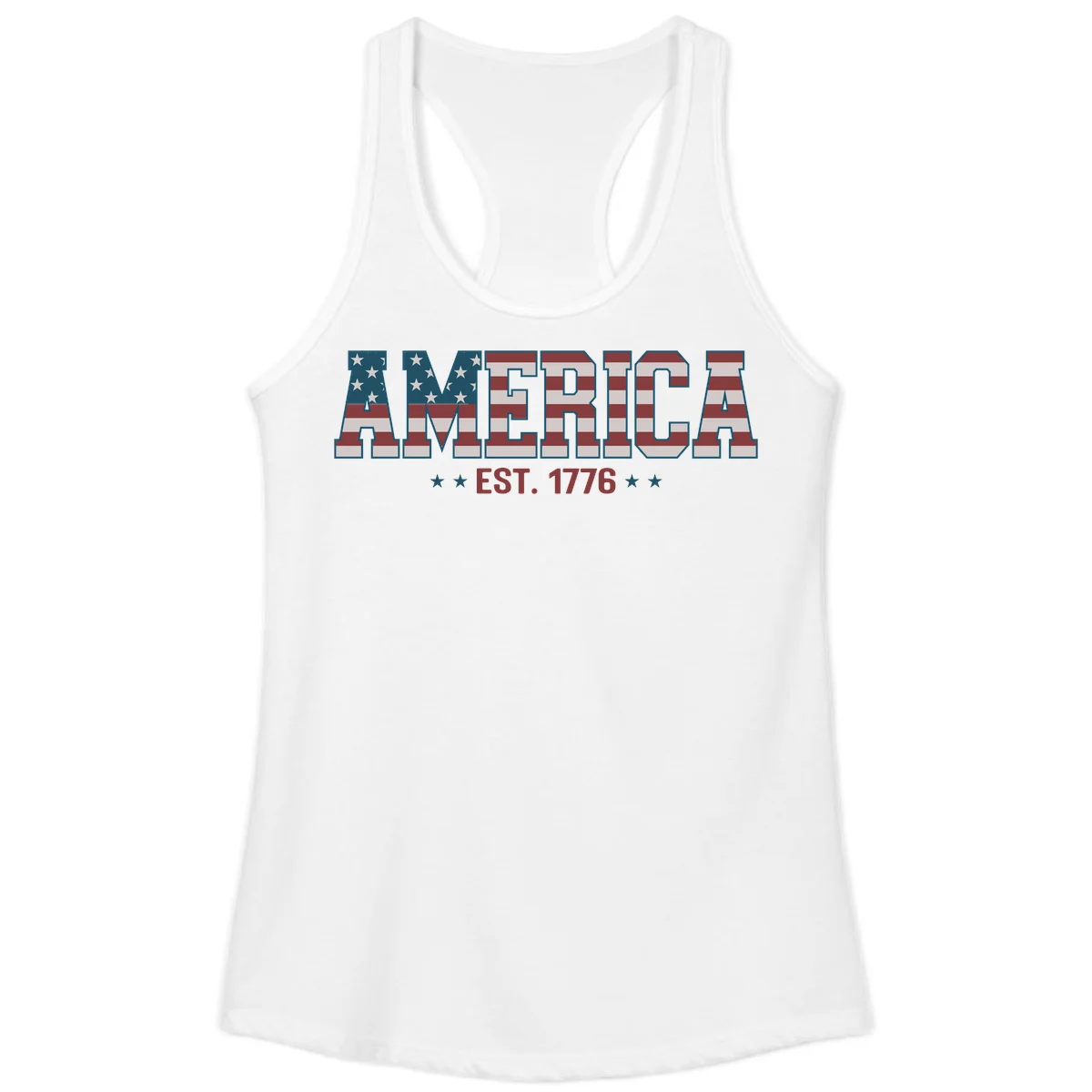 America Established 1776 Ladies Tank in White