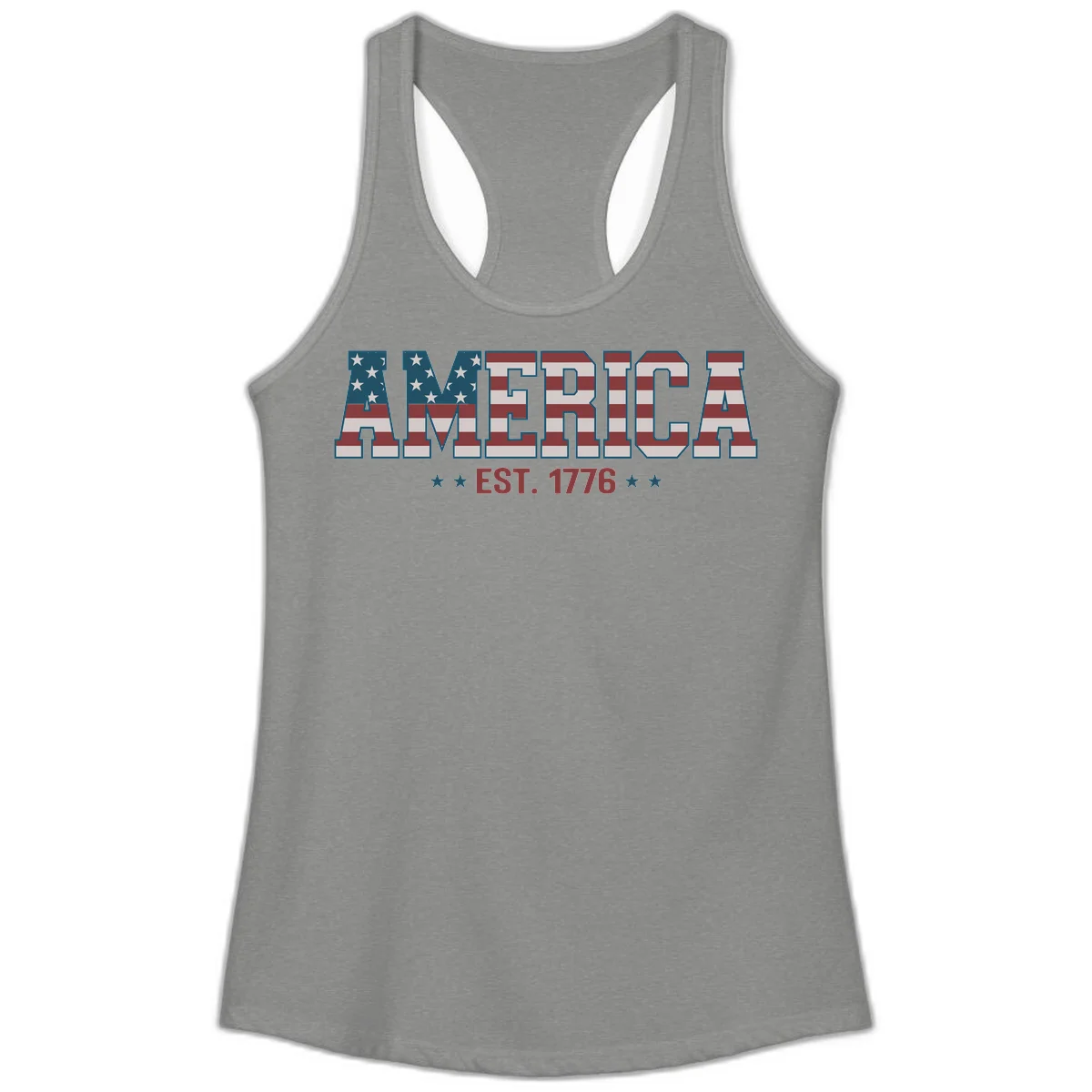 America Established 1776 Ladies Tank in Heather Grey