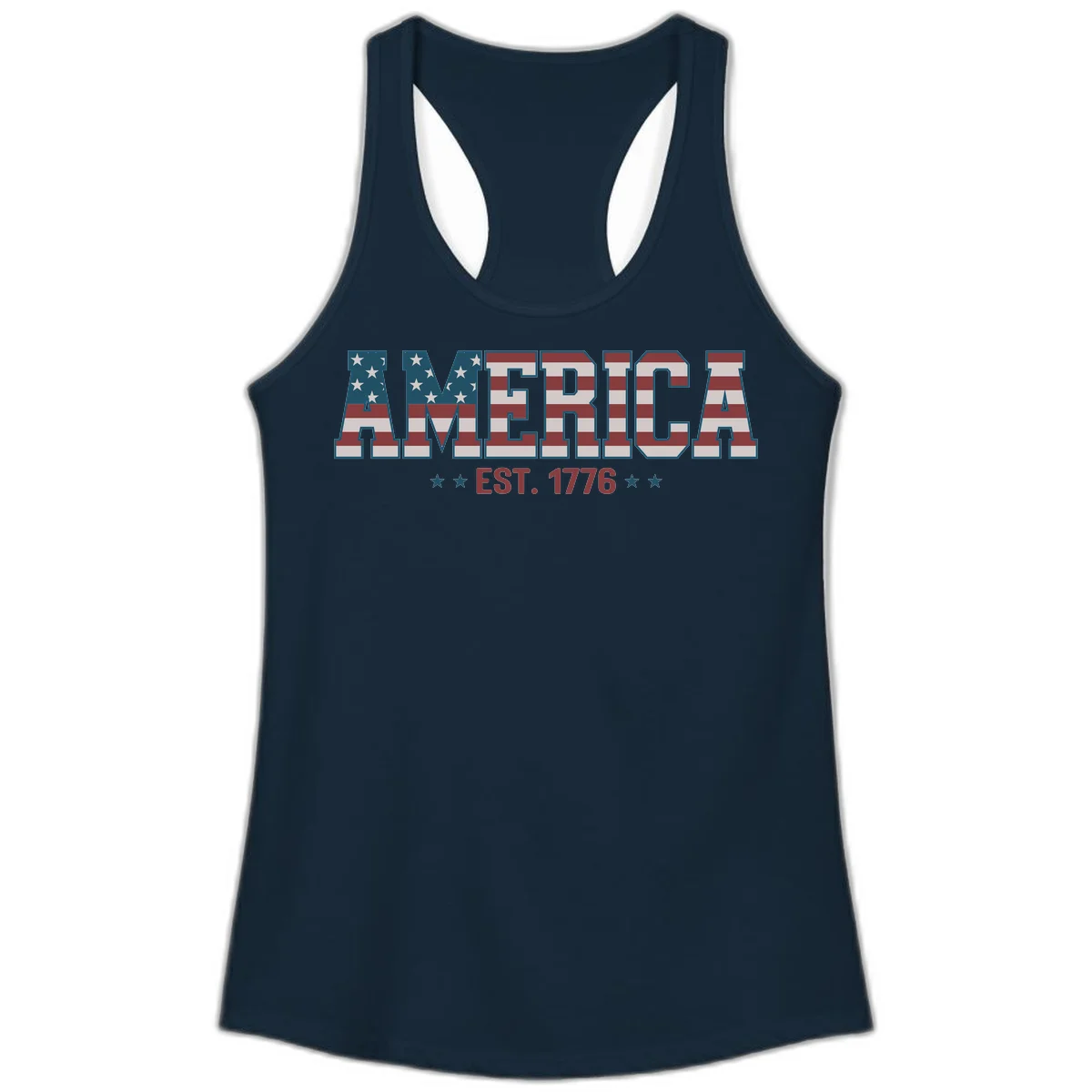 America Established 1776 Ladies Tank in Solid Midnight Navy