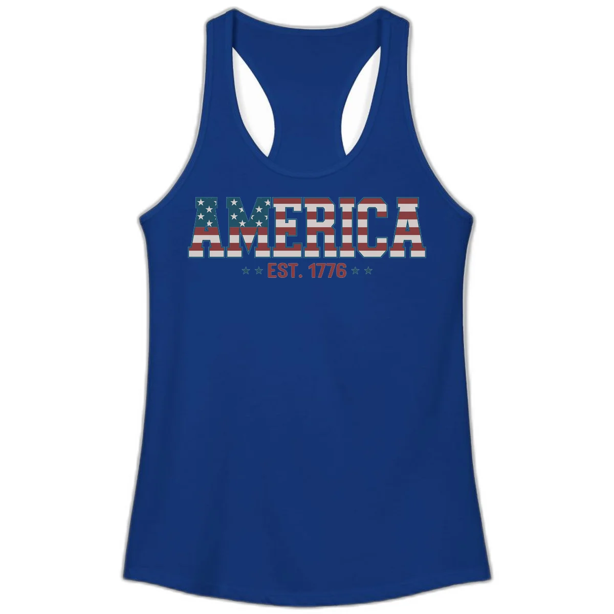 America Established 1776 Ladies Tank in Solid Royal