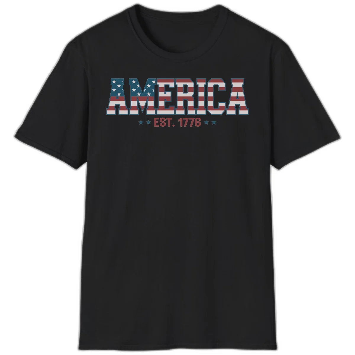 America Established 1776 Patriotic T-Shirt in Black