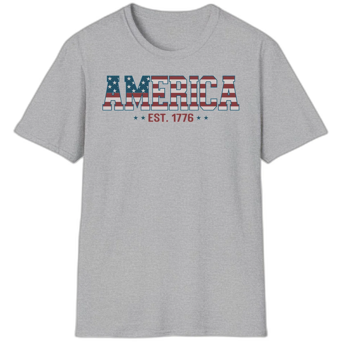 America Established 1776 Patriotic T-Shirt in Sport Grey