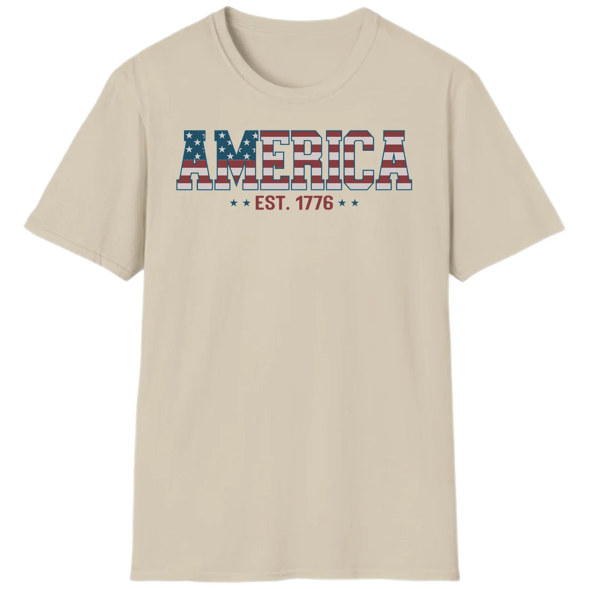 America Established 1776 Patriotic T-Shirt in Sand