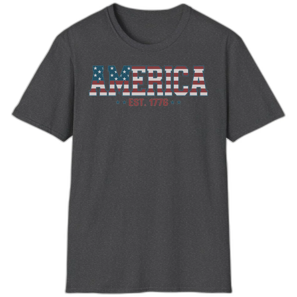 America Established 1776 Patriotic T-Shirt in Dark Heather