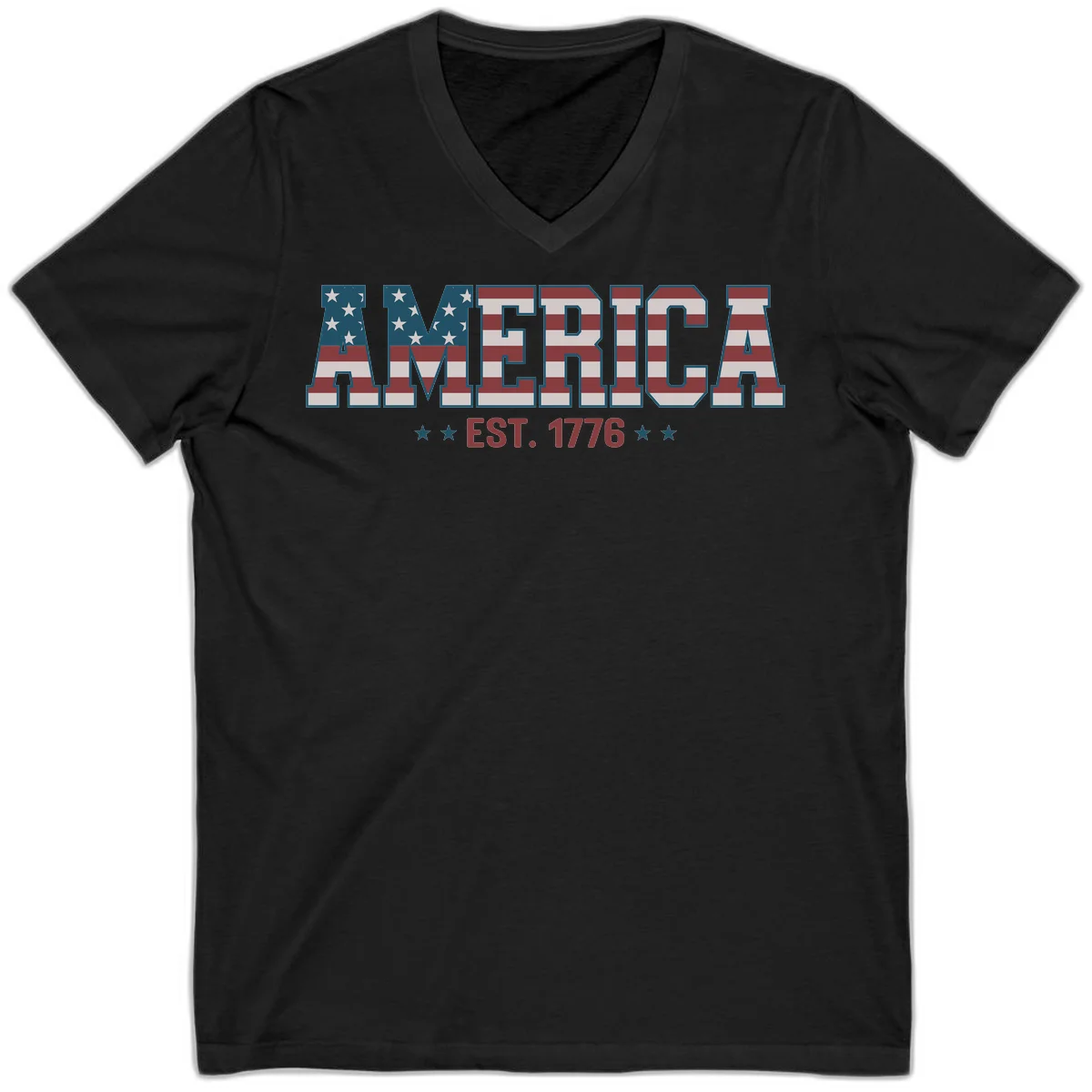 America Established 1776 V-Neck in Black