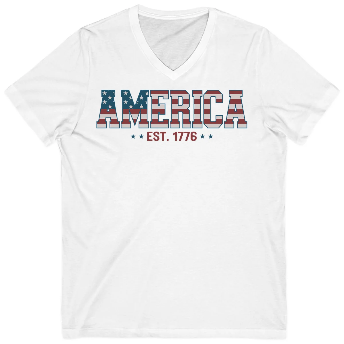 America Established 1776 V-Neck in White