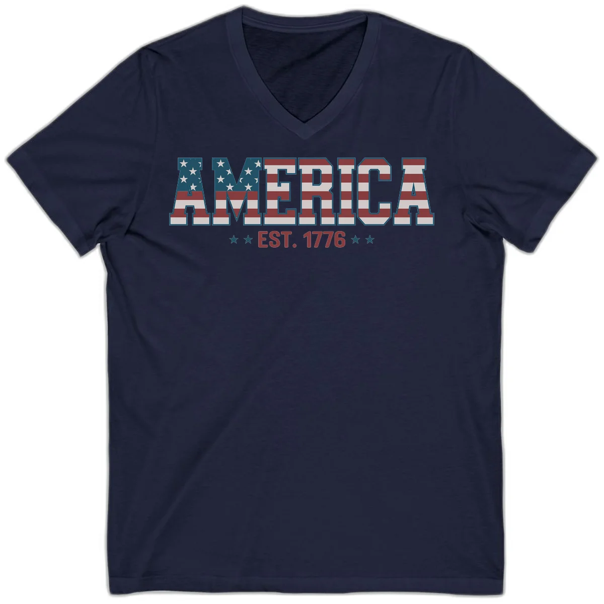 America Established 1776 V-Neck in Navy