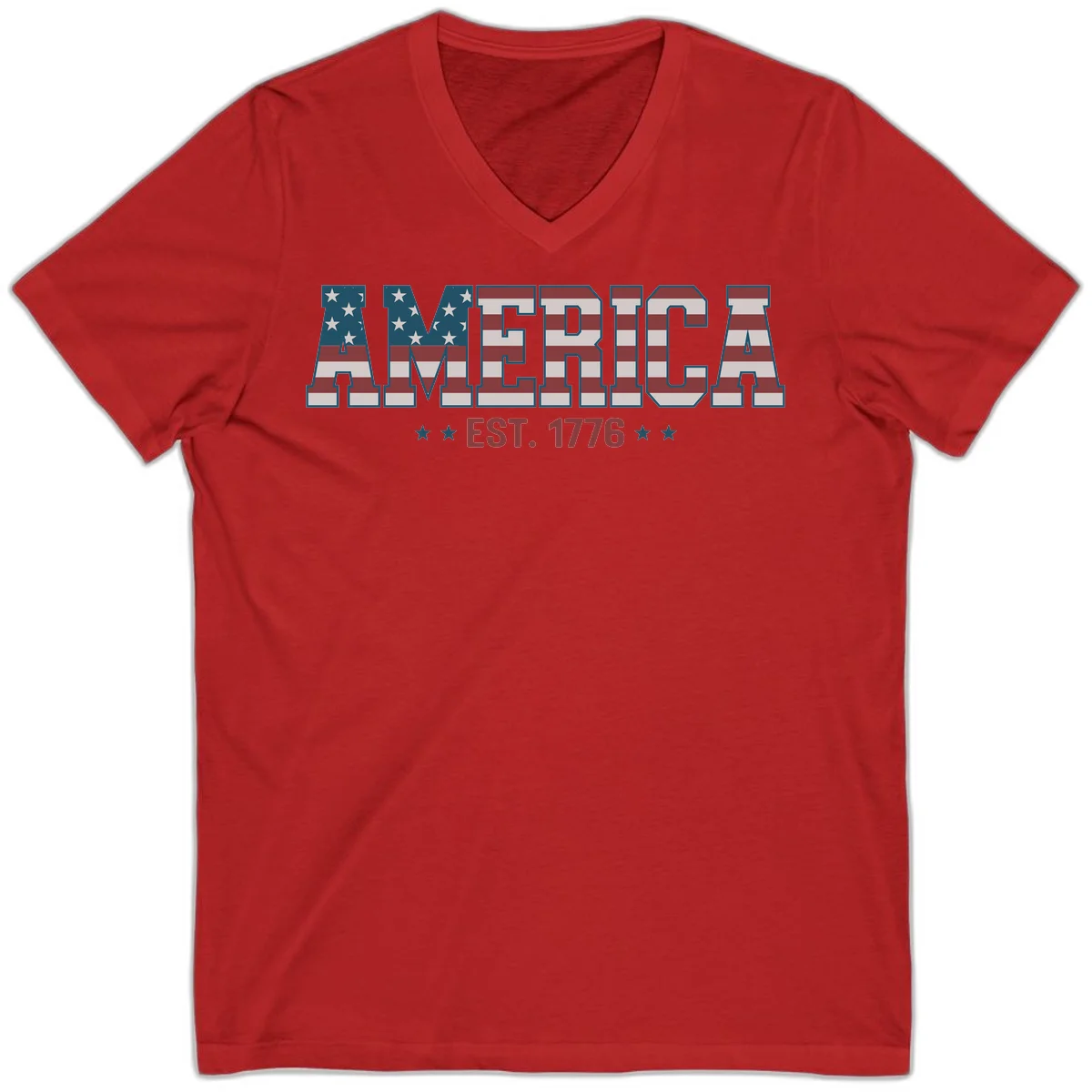 America Established 1776 V-Neck in Red