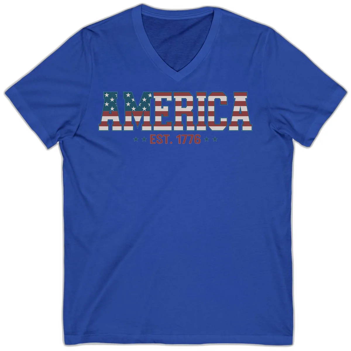 America Established 1776 V-Neck in True Royal