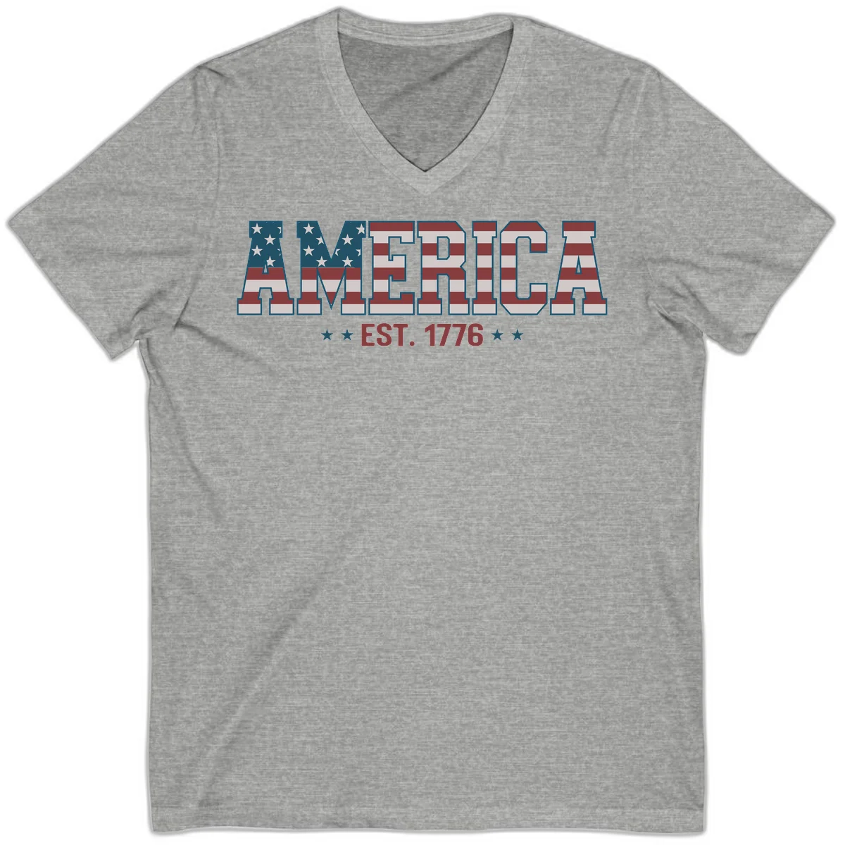 America Established 1776 V-Neck in Athletic Heather