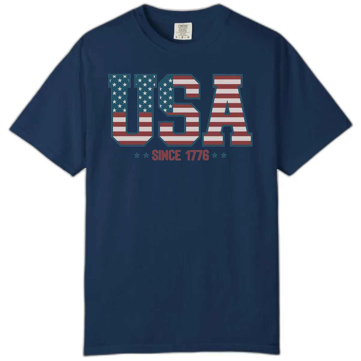 USA Since 1776 Patriotic Flag Comfort Color in Navy
