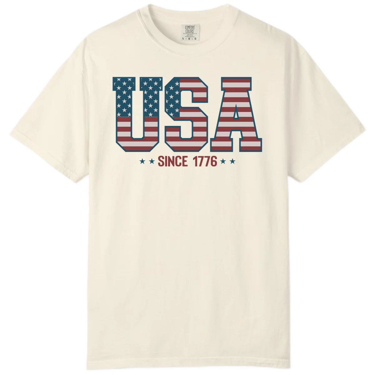 USA Since 1776 Patriotic Flag Comfort Color in Ivory
