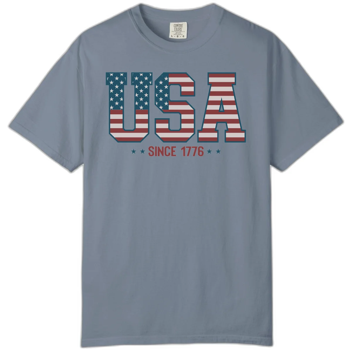 USA Since 1776 Patriotic Flag Comfort Color in Blue Jean