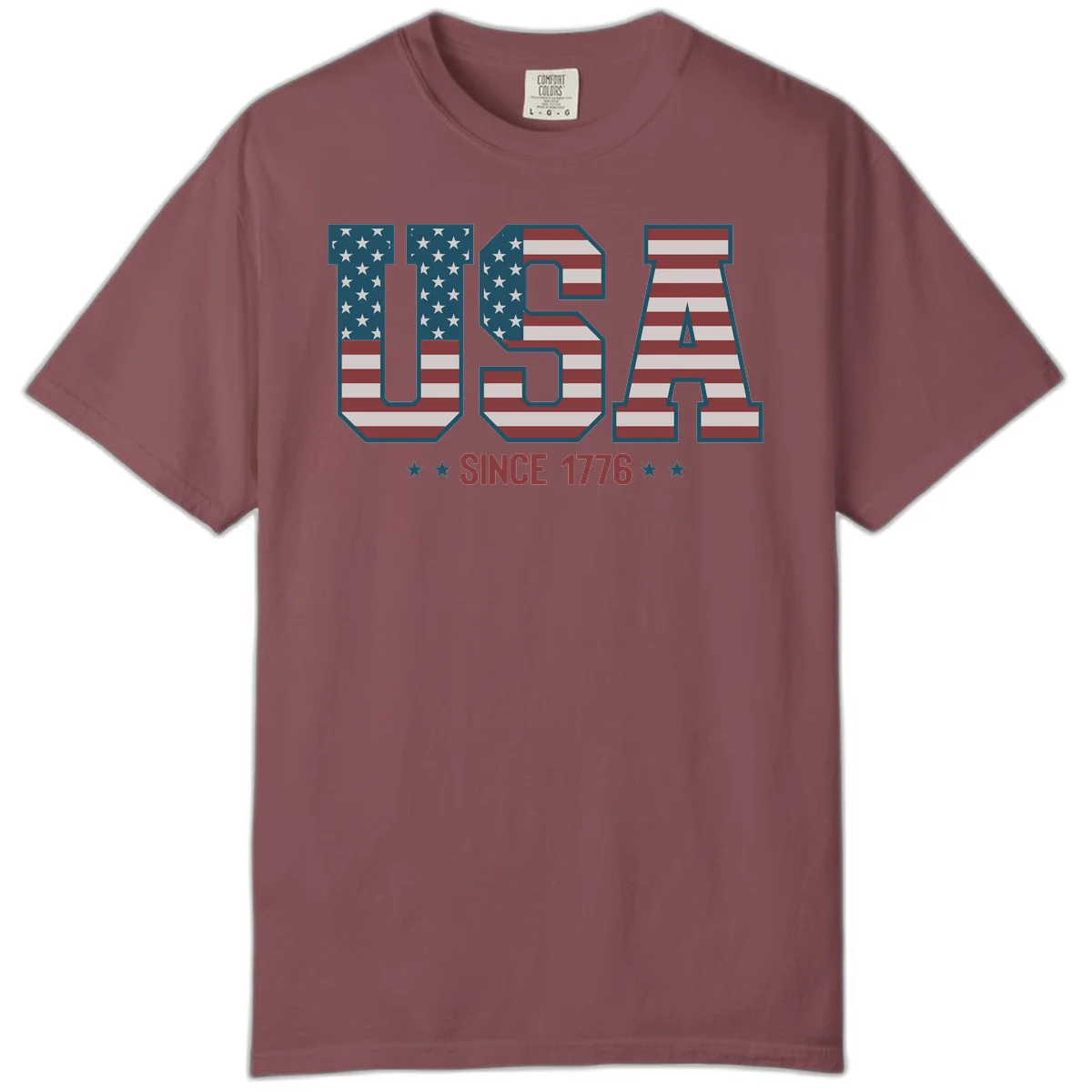 USA Since 1776 Patriotic Flag Comfort Color in Brick