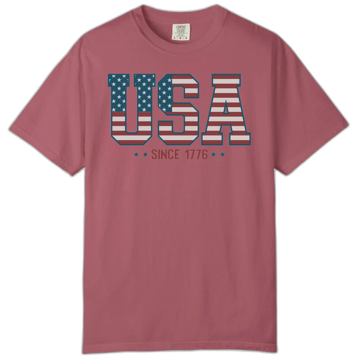 USA Since 1776 Patriotic Flag Comfort Color in Crimson