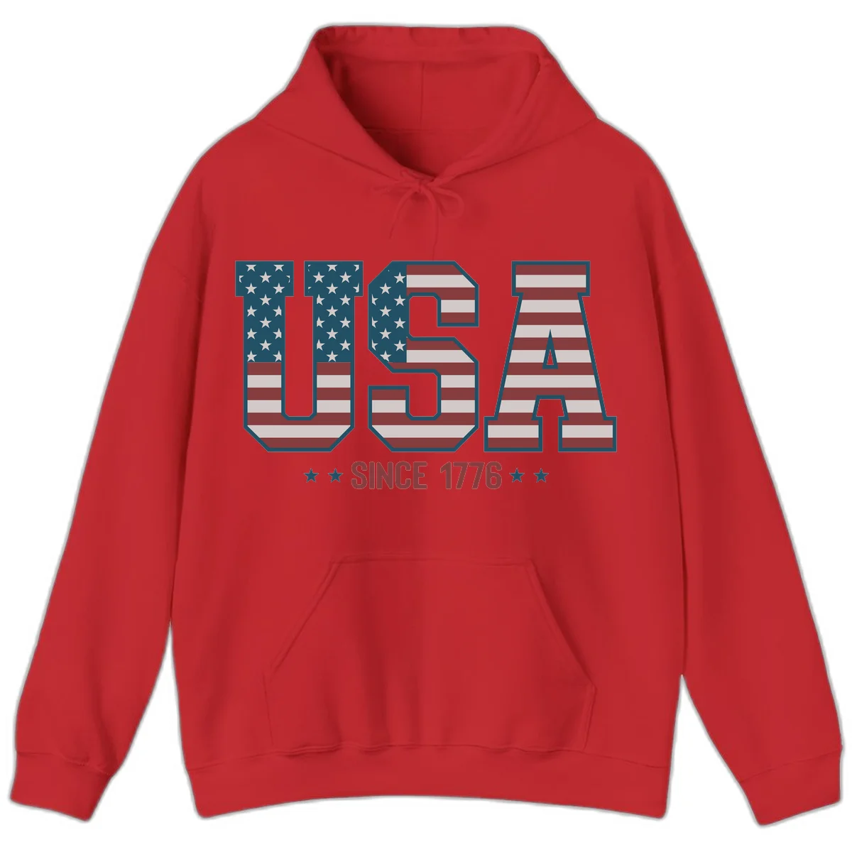 USA Since 1776 Patriotic Flag Hoodie in Red
