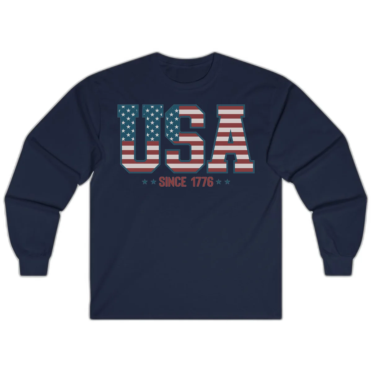 USA Since 1776 Patriotic Flag Long Sleeve in Navy