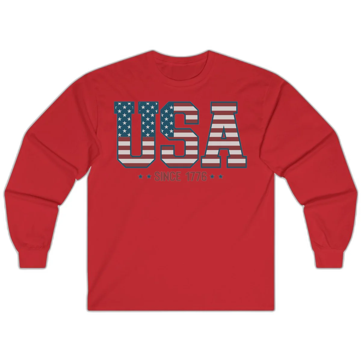 USA Since 1776 Patriotic Flag Long Sleeve in Red
