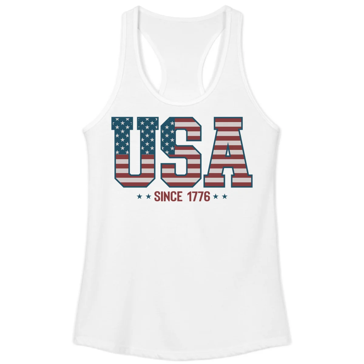 USA Since 1776 Patriotic Flag Ladies Tank in White
