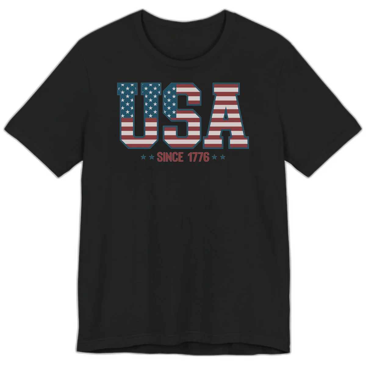 USA Since 1776 Patriotic Flag Premium T-Shirt in Black