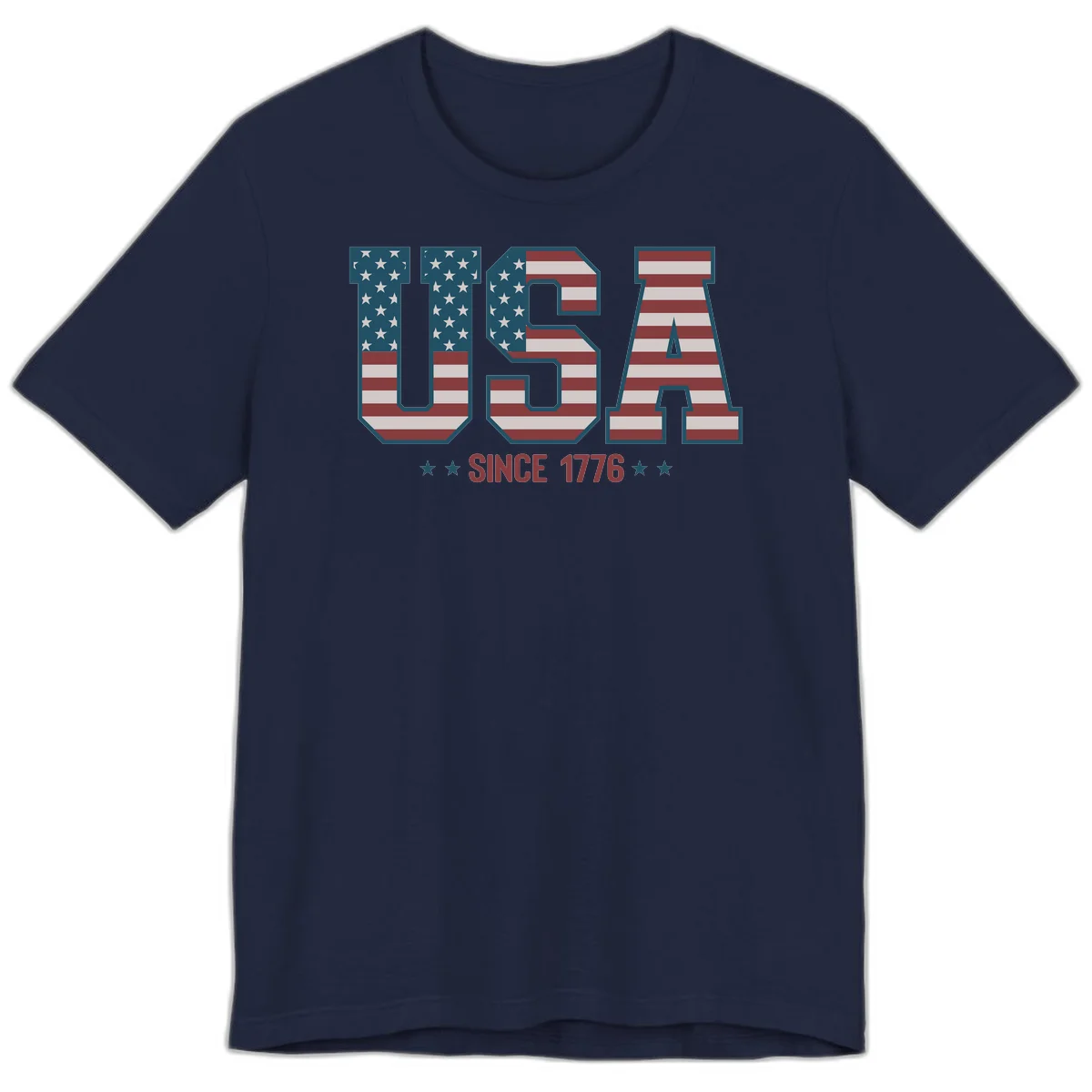 USA Since 1776 Patriotic Flag Premium T-Shirt in Navy